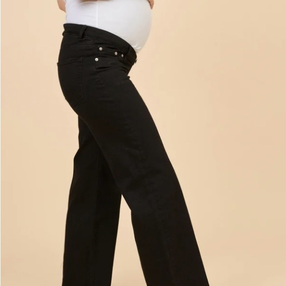 NWT Ilouity Black Wide Leg Maternity Jeans - Picture 3 of 12